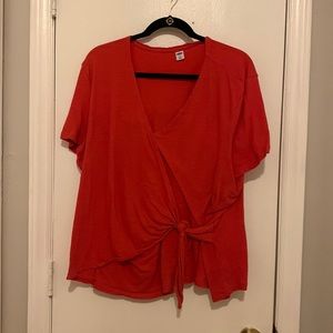 Orangey red wrap t shirt